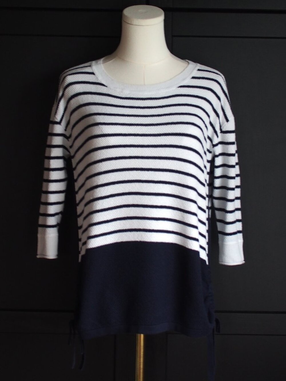 T by Talbots | Cotton Blend Striped Nautical Side-Tie Tunic Sweater